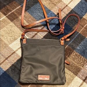 Dooney & Bourke Black Crossbody with Tan Strap